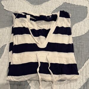 Navy and White Striped Beach Cover Up Dress